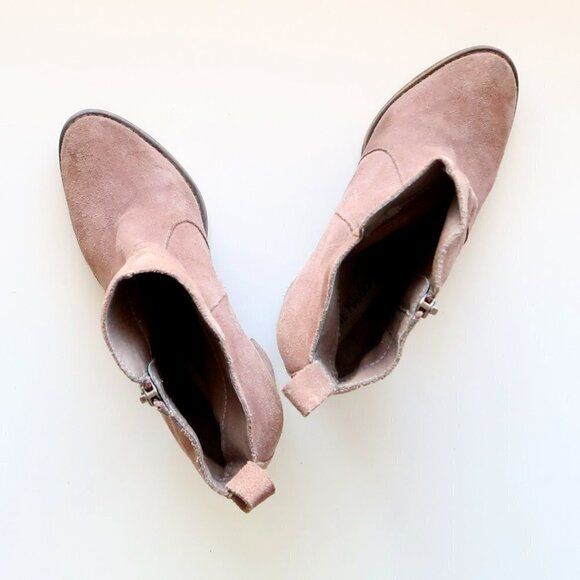 Steve Madden Roooler Beige Suede Leather Block Heel Ankle Boots / Booties Size 7 - Picture 13 of 15